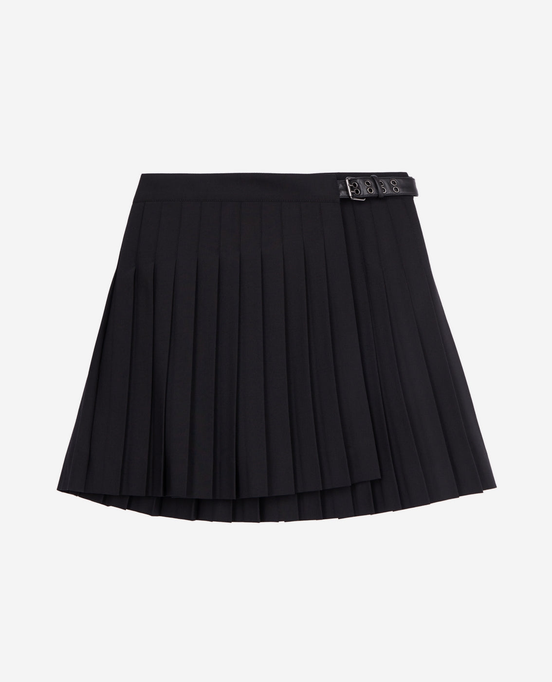 Falda cruzada de lana - Negro - Mujer