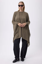 Poncho Met Franjes Flago - Kakhigroen - Dames