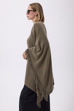 Poncho Met Franjes Flago - Kakhigroen - Dames