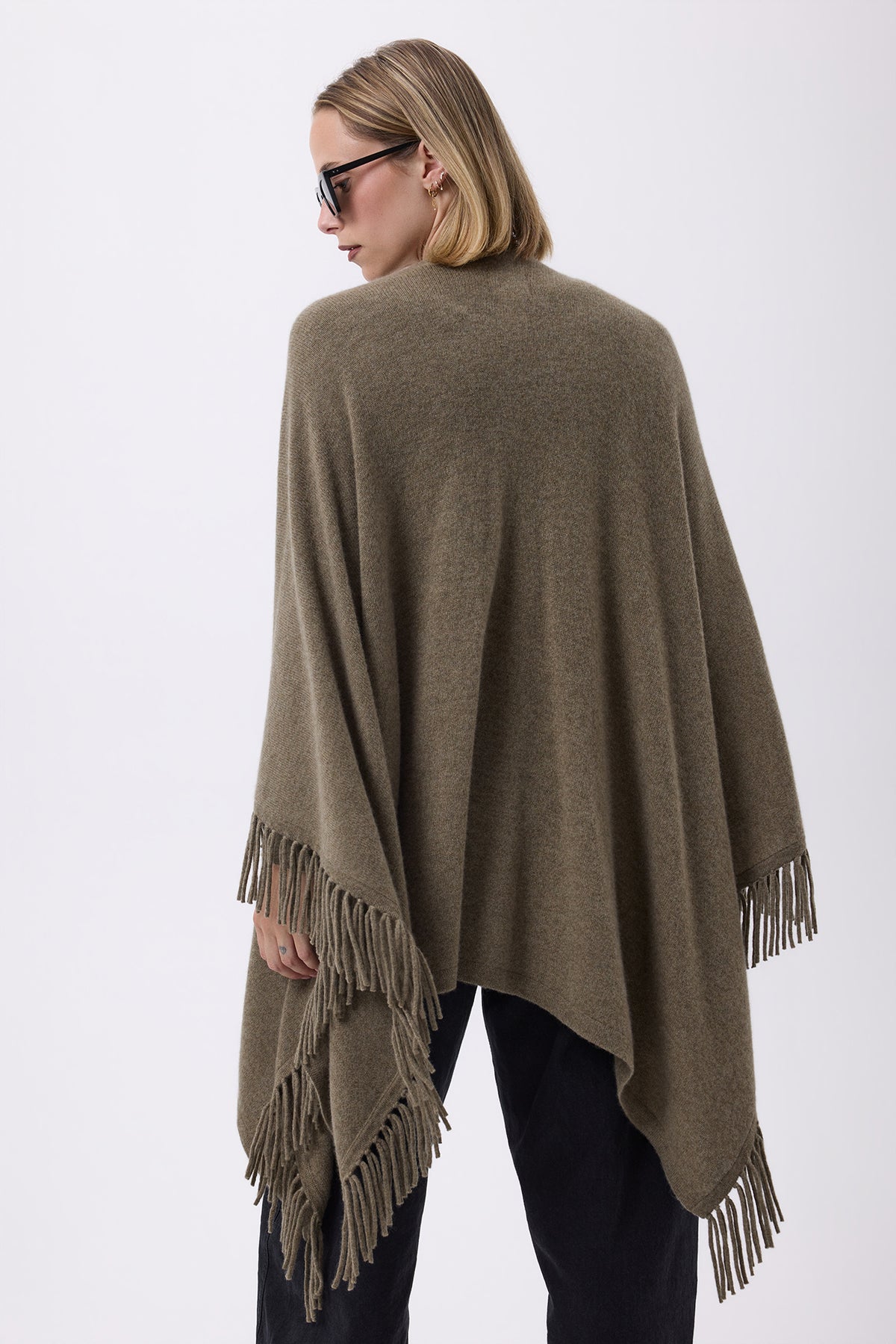 Poncho Met Franjes Flago - Kakhigroen - Dames