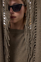 Poncho Met Franjes Flago - Kakhigroen - Dames