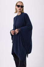 Fransenponcho Flago – Dunkelblau – Damen