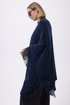 Fransenponcho Flago – Dunkelblau – Damen