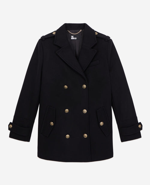 Wool Pea Coat - Black - Women