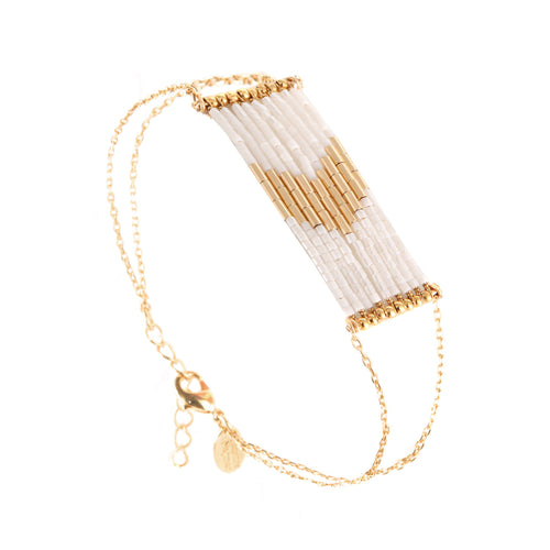 Pulsera Folk de Oro Blanco