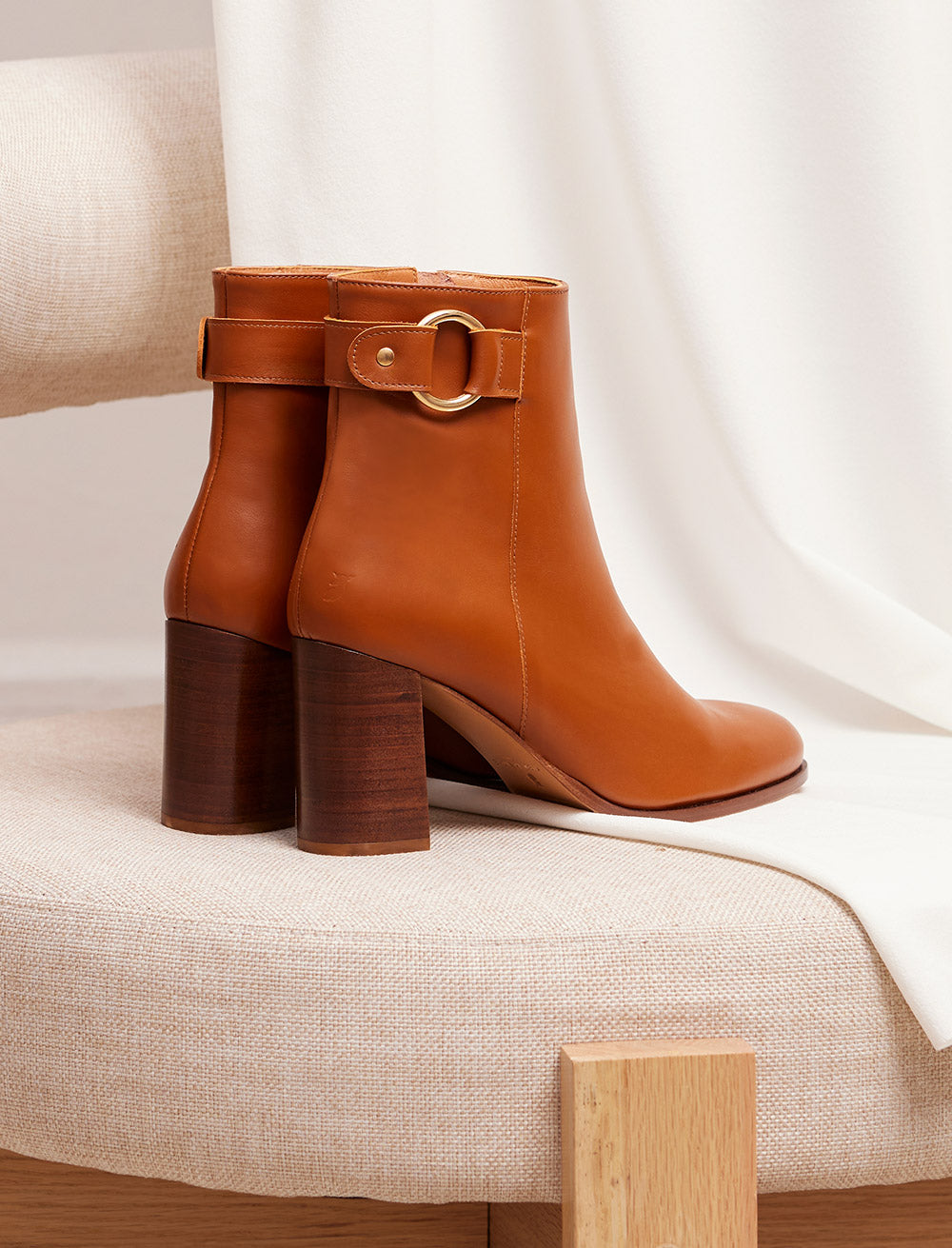 Giada Heeled Ankle Boots - Cognac - Women