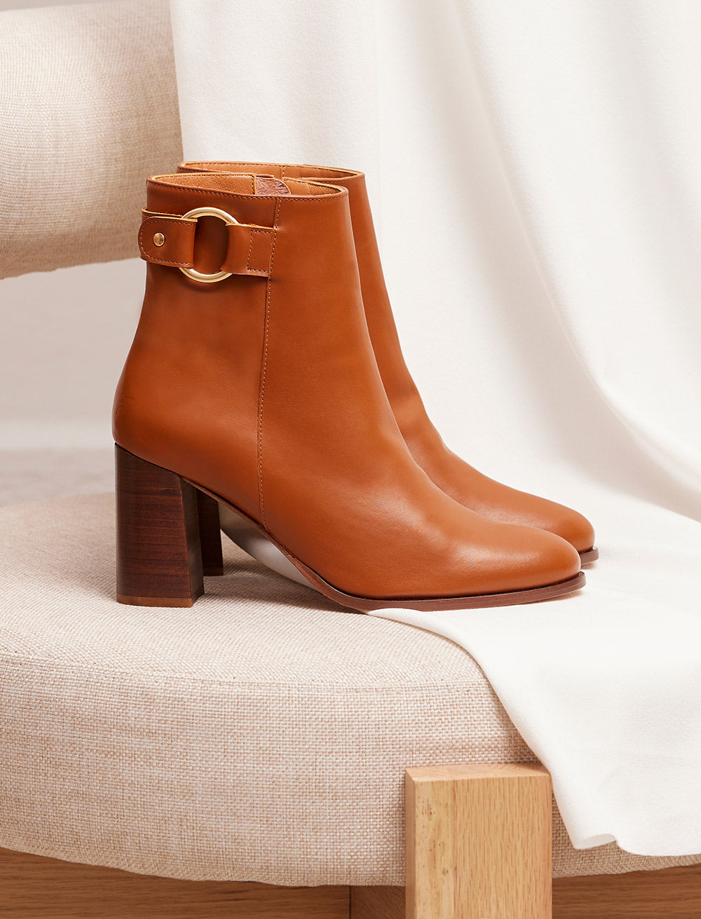 Giada Heeled Ankle Boots - Cognac - Women
