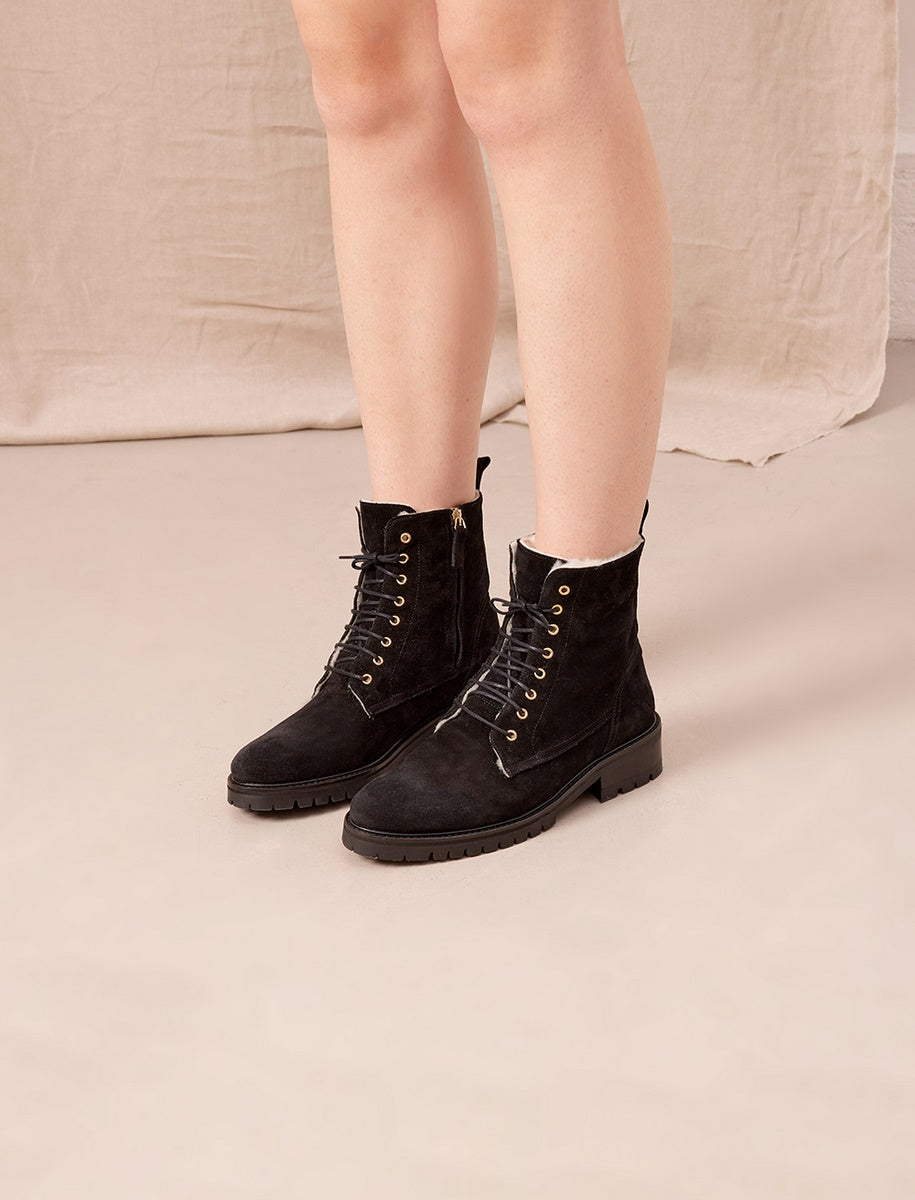 Juliette Ankle Boots - Fur-Lined Black - Women