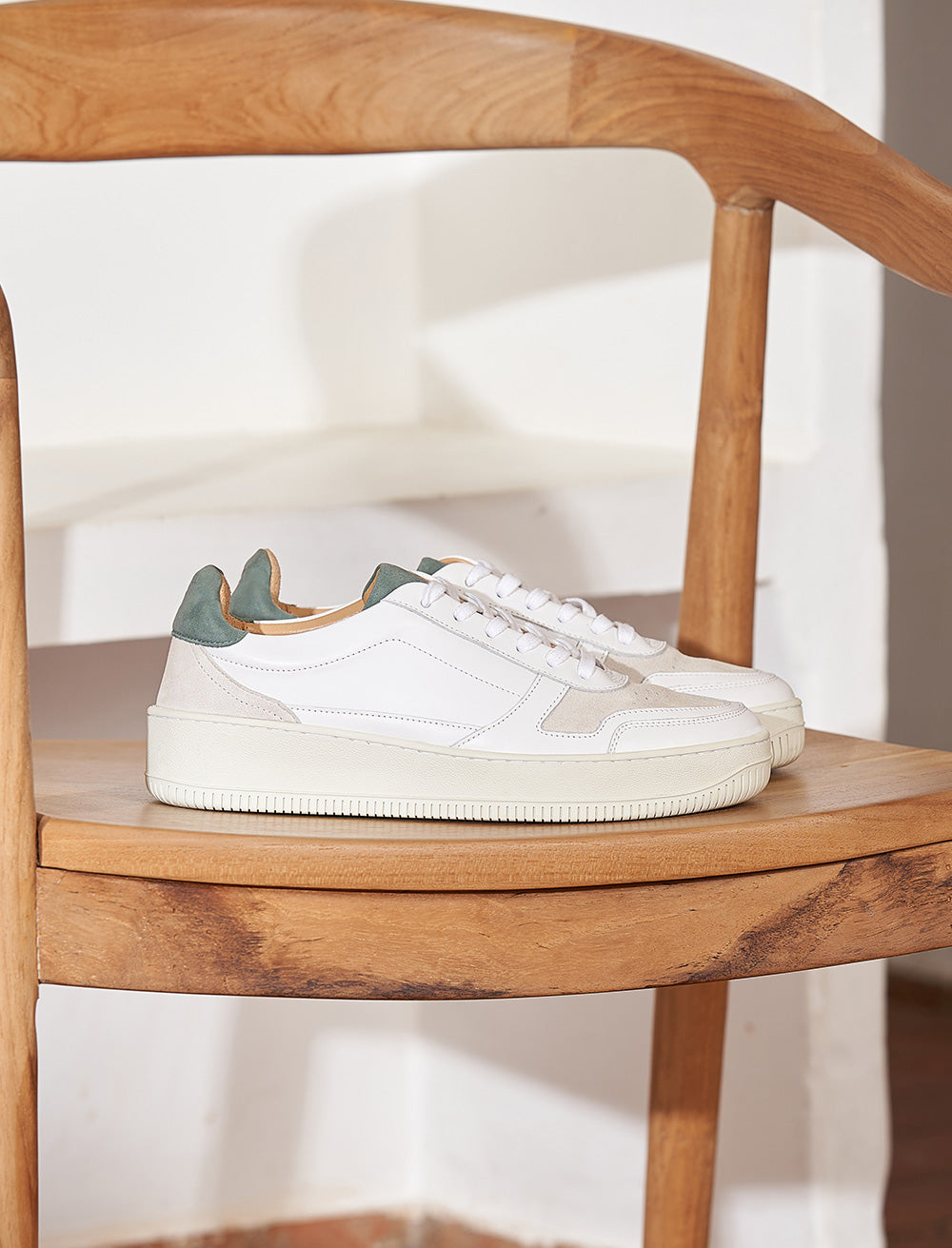 Vasco Lace-Up Sneakers - White & Cedar - Women