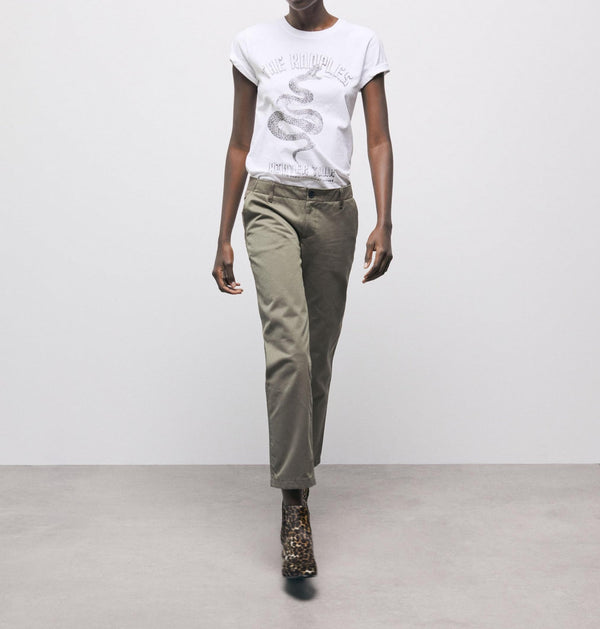 The Kooples - 7/8 Straight Trousers - Khaki - Women