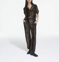 Stripy Leo Velvet Trousers - Women's