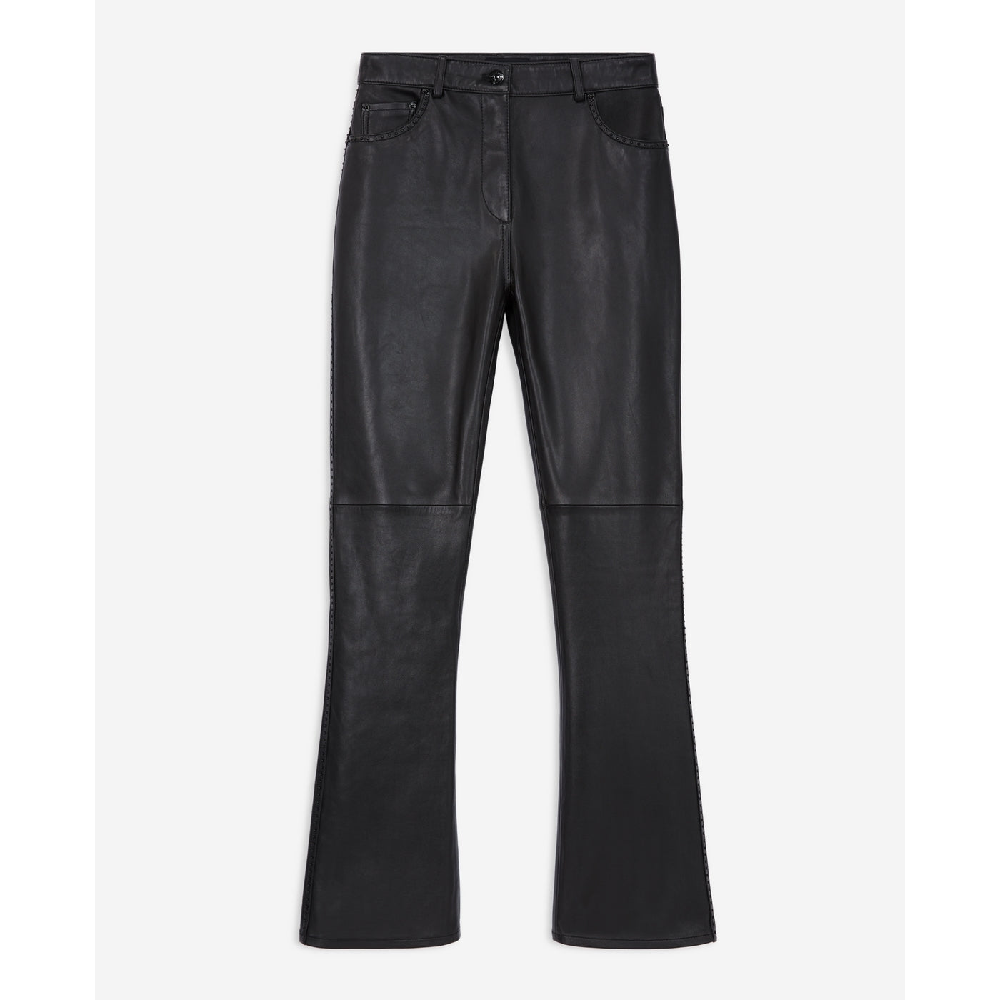 The Kooples - Lambskin Leather Flare Trousers - Black - Women