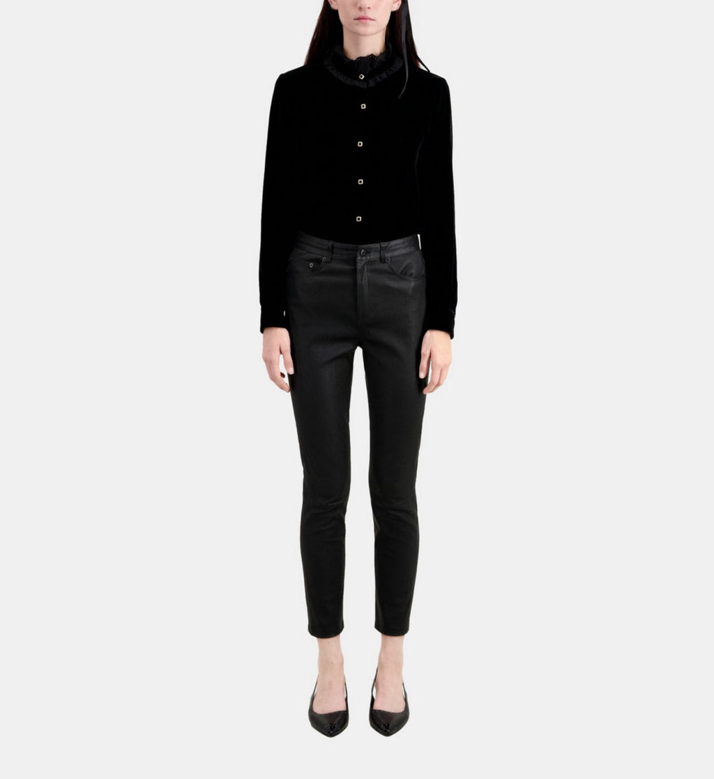 The Kooples - Pantalon En Cuir Stretch Coupe Slim - Femme