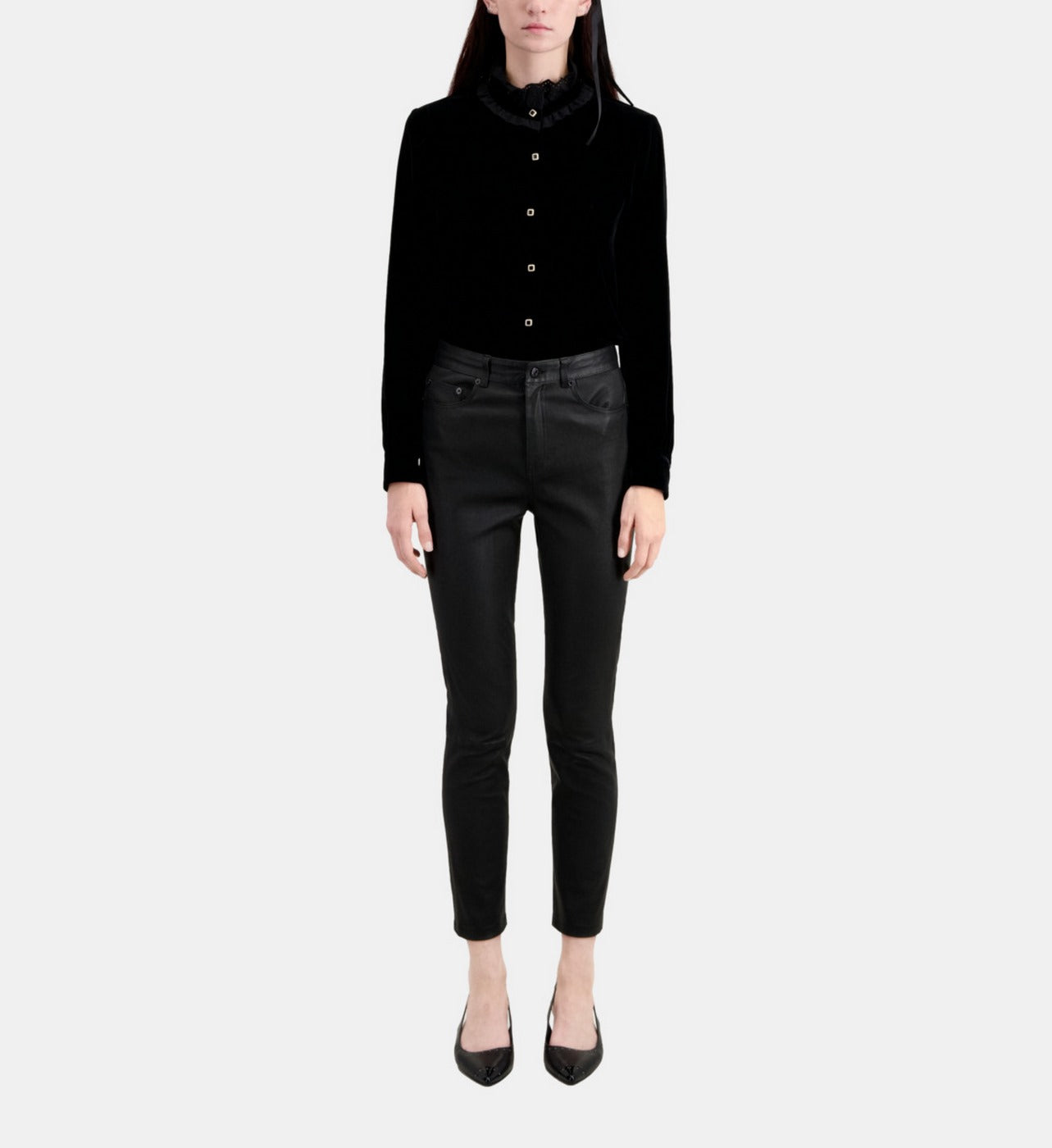 The Kooples - Pantalon En Cuir Stretch Coupe Slim - Femme
