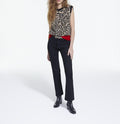 The Kooples - Pull Col Rond Jacquard Leopard Rib Contraste - Femme