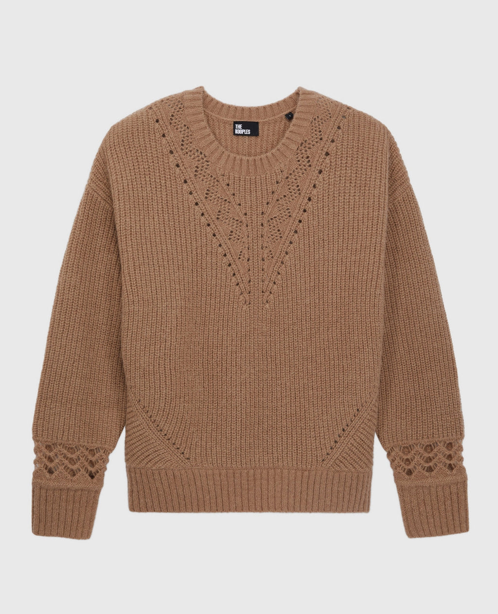 Round Neck Sweater In Cote Perlees And Pointelles - Women