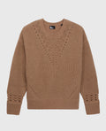 Round Neck Sweater In Cote Perlees And Pointelles - Women