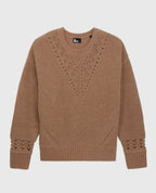 Round Neck Sweater In Cote Perlees And Pointelles - Women