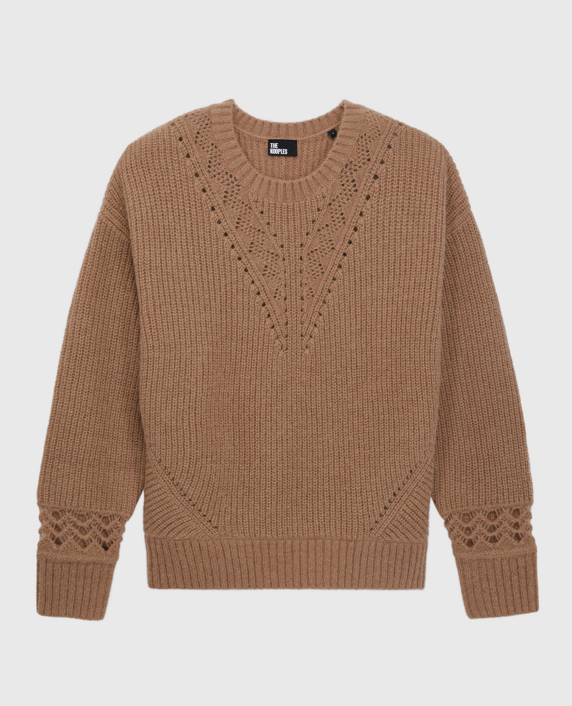 Round Neck Sweater In Cote Perlees And Pointelles - Women