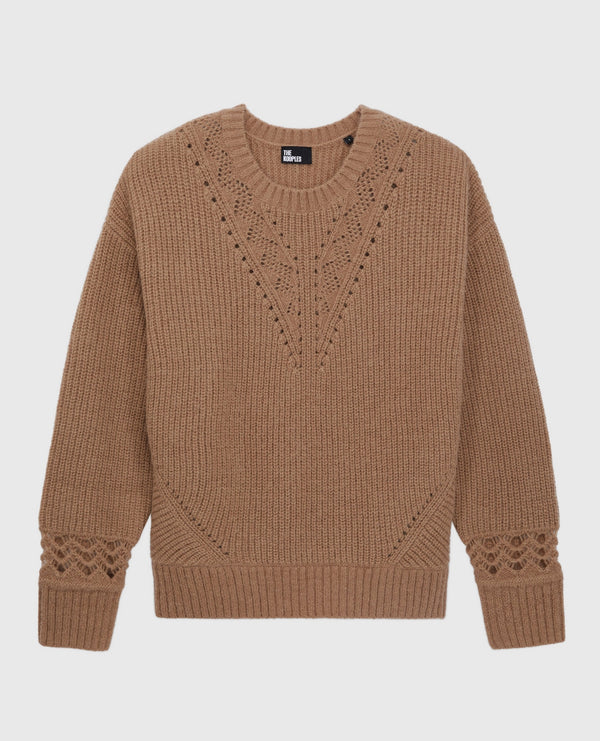The Kooples - Pull Col Rond En Cote Perlees Et Pointelles - Femme