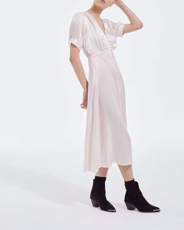The Kooples - Light Pink Long Dress with Short Sleeves - Women