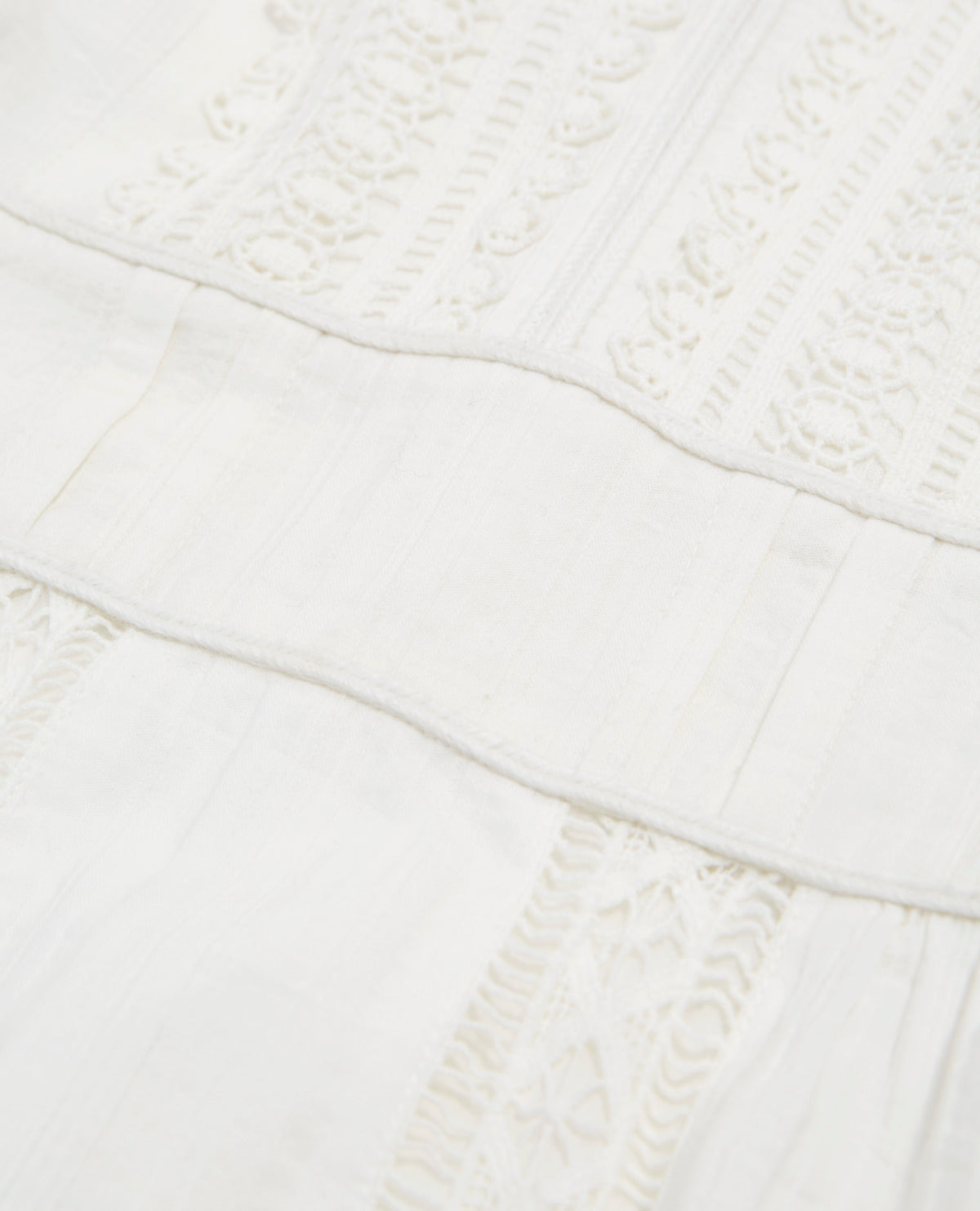 Short Ecru Embroidered Dress with Gallon Detail - Women