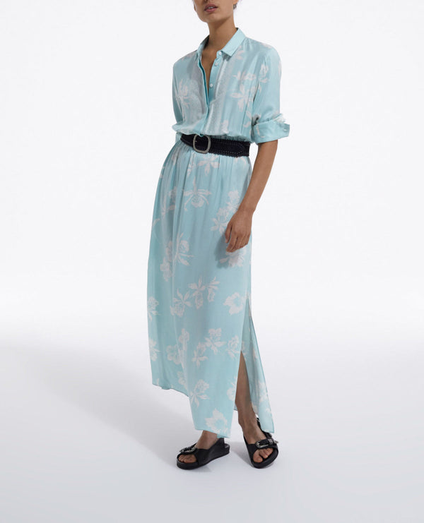 The Kooples - Vestido estampado celeste y blanco - Mujer