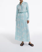 Light Blue and White Printed Dress - Women