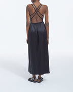 The Kooples - Long Black Silk Dress With Thin Straps - Women