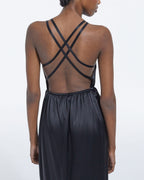The Kooples - Long Black Silk Dress With Thin Straps - Women