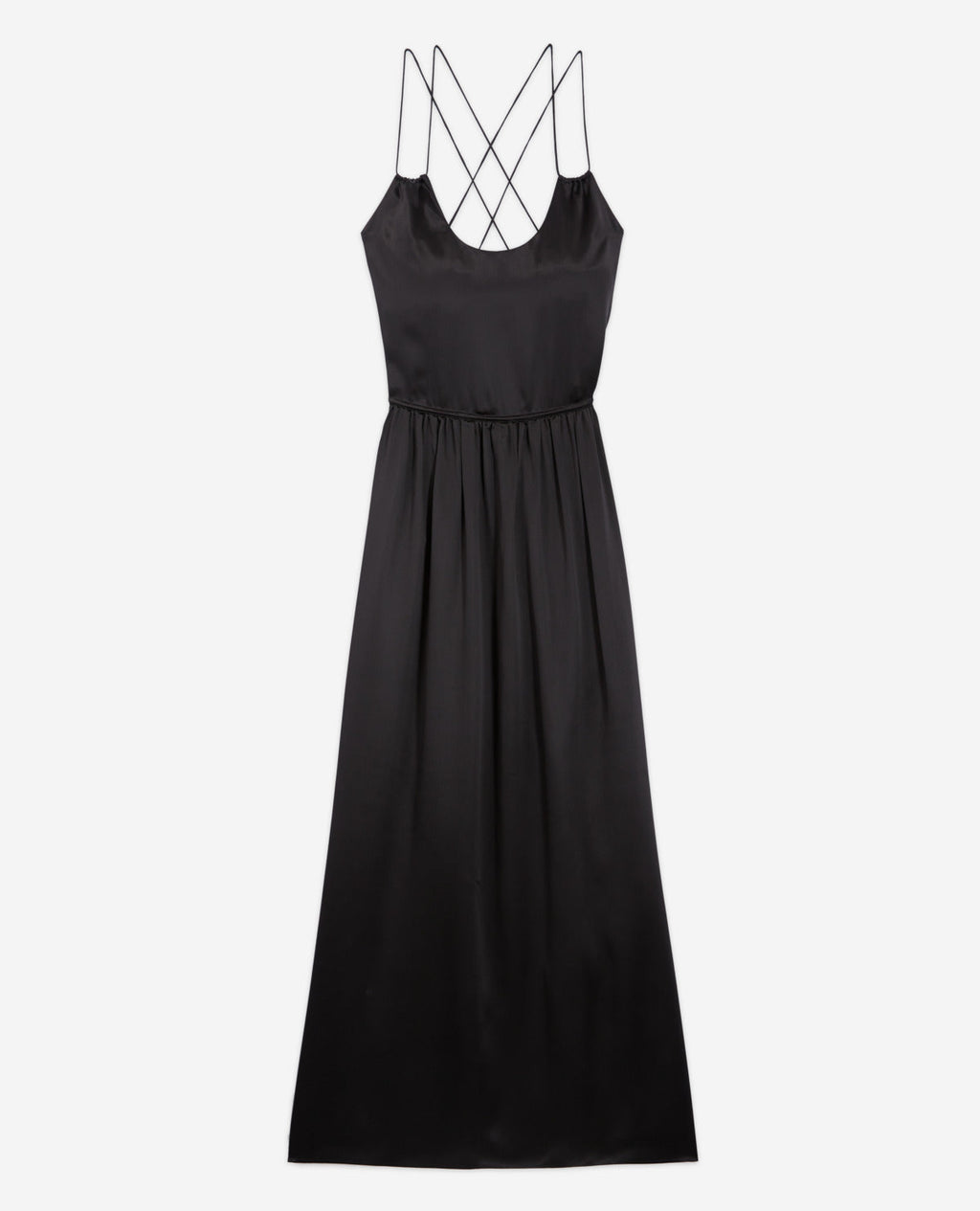 The Kooples - Long Black Silk Dress With Thin Straps - Women