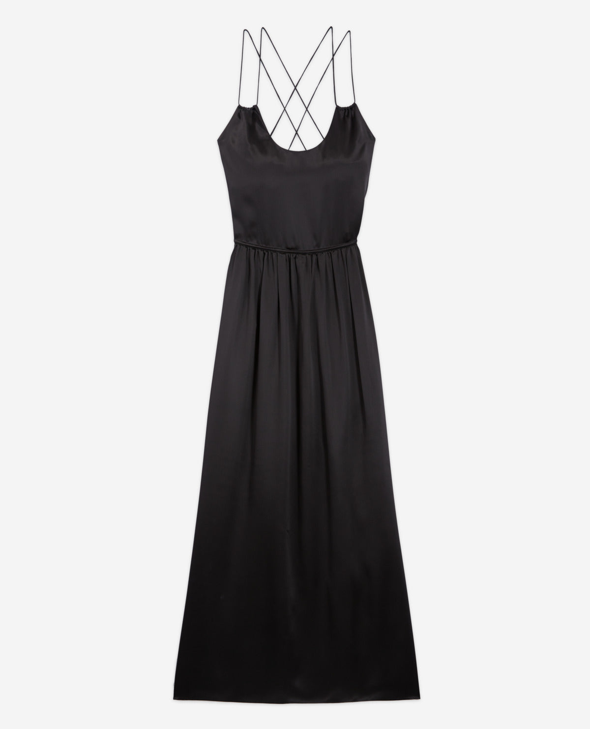 The Kooples - Long Black Silk Dress With Thin Straps - Women
