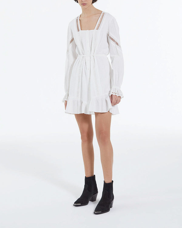 The Kooples - Vestido Corto Blanco Ligero Con Detalles Bordados - Mujer