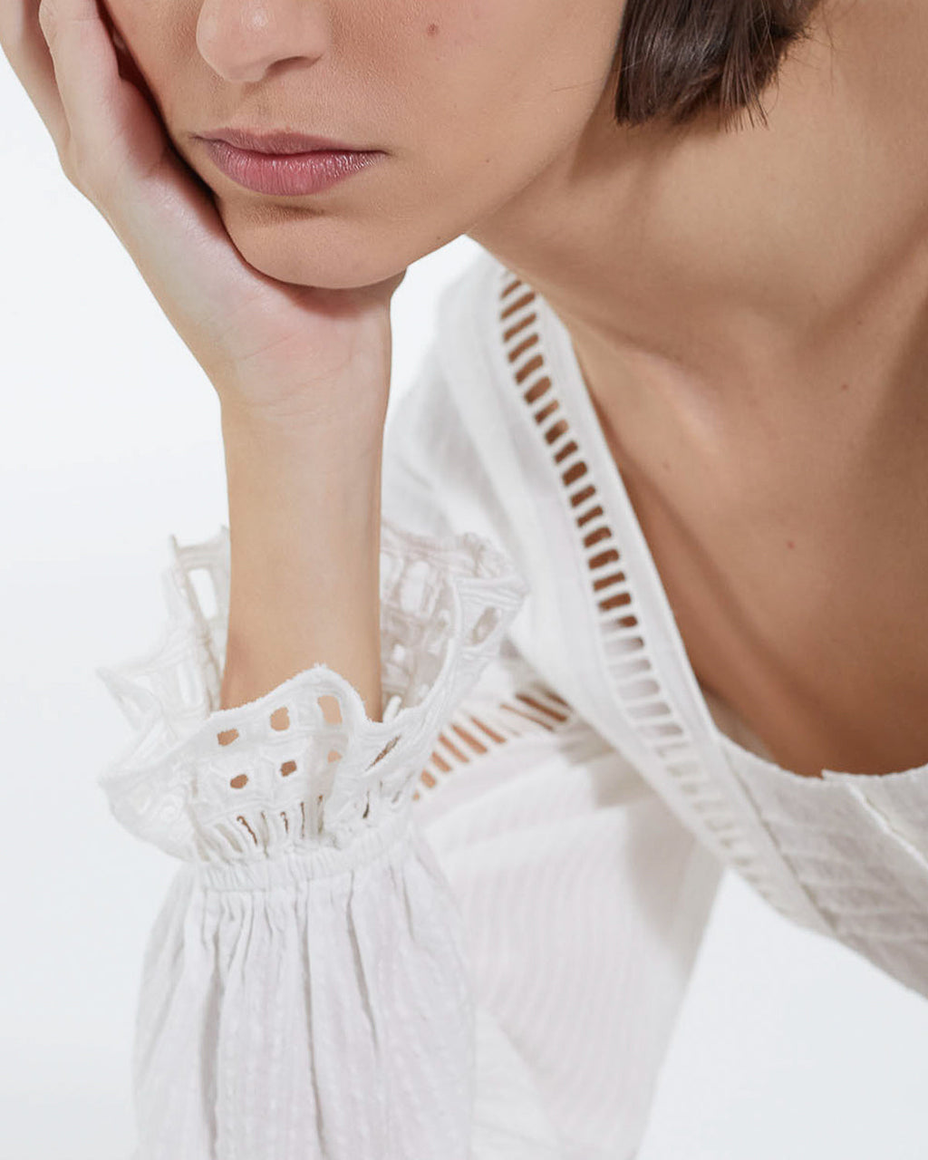 The Kooples - Short White Lightweight Dress with Embroidered Details - Women