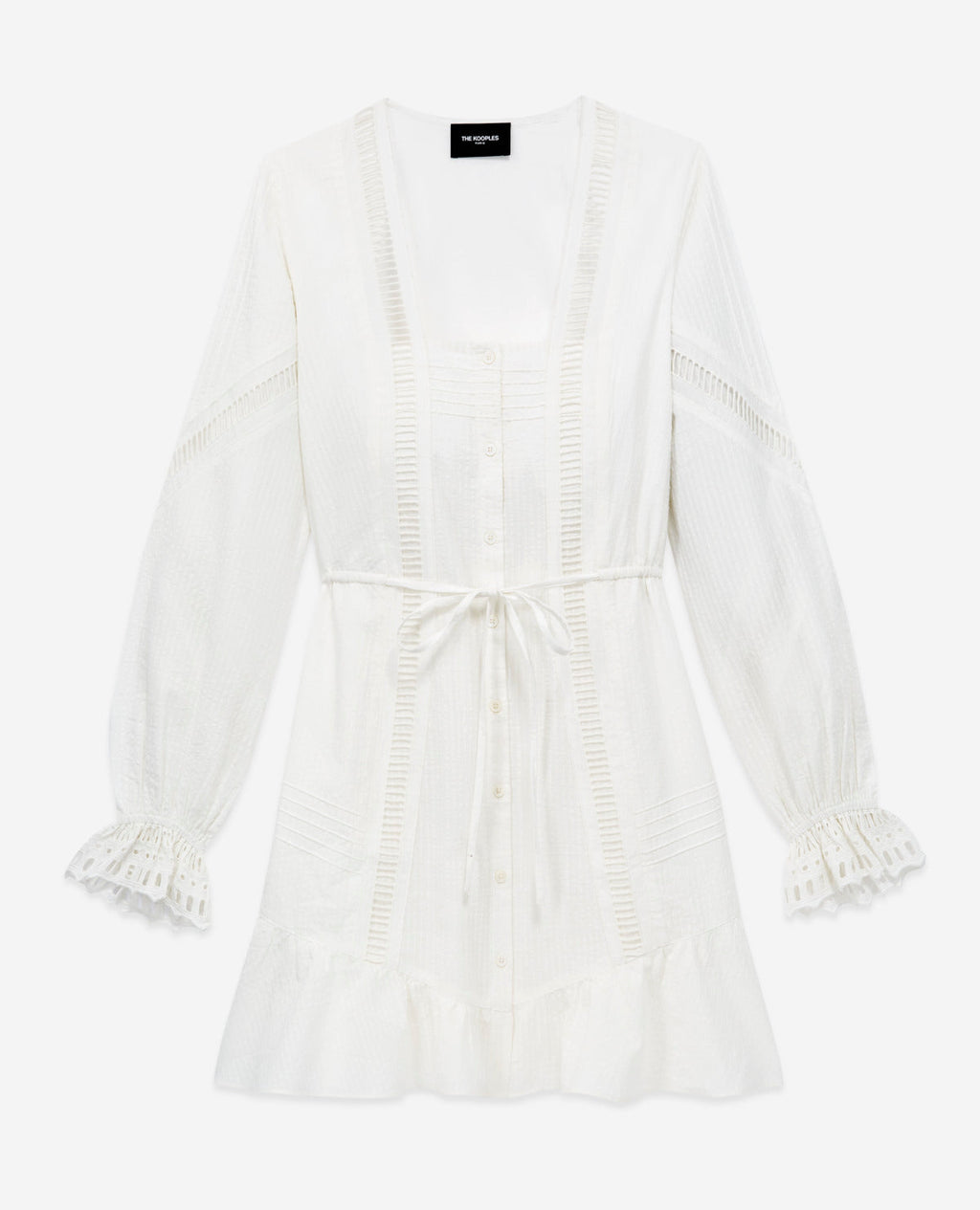 The Kooples - Short White Lightweight Dress with Embroidered Details - Women