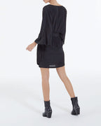 The Kooples - Vestido kimono corto con cinturón de viscosa y seda - Negro - Mujer
