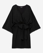 The Kooples - Vestido kimono corto con cinturón de viscosa y seda - Negro - Mujer