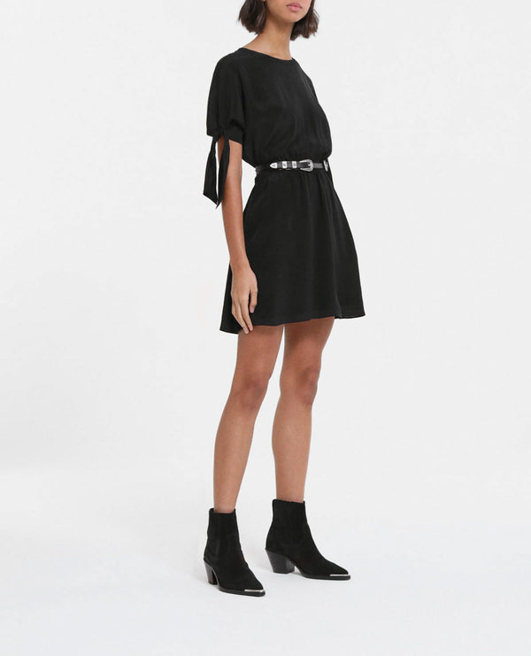 The Kooples - Vestido Corto Negro De Manga Corta Con Lazos - Mujer