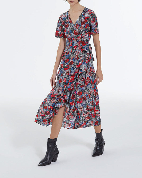 The Kooples - Vestido De Seda Rojo Con Estampado De Flores - Mujer