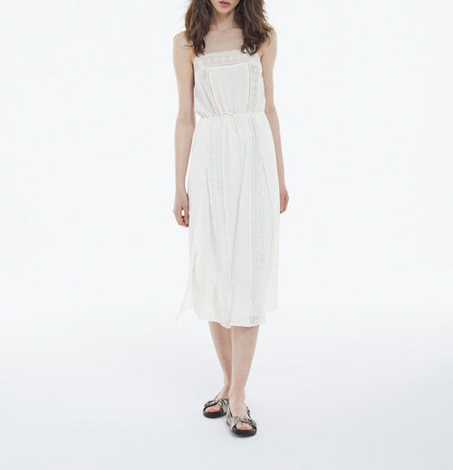 Robe Longue Blanche Sans Manches Dentelle - Femme