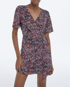 The Kooples - Short Floral Dress - Black - Red - Women