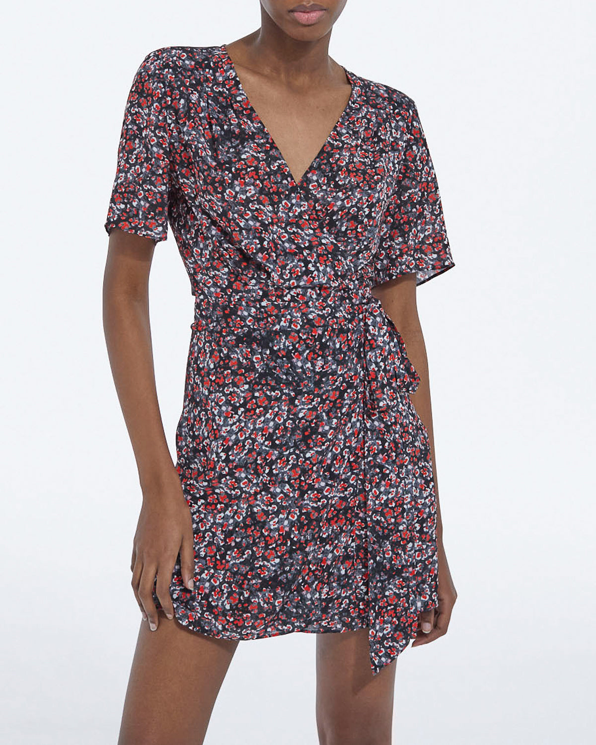 The Kooples - Short Floral Dress - Black - Red - Women