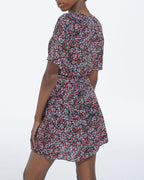 The Kooples - Short Floral Dress - Black - Red - Women