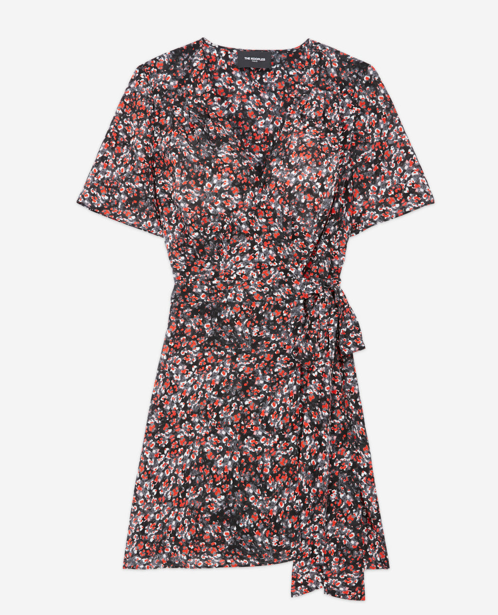 The Kooples - Short Floral Dress - Black - Red - Women