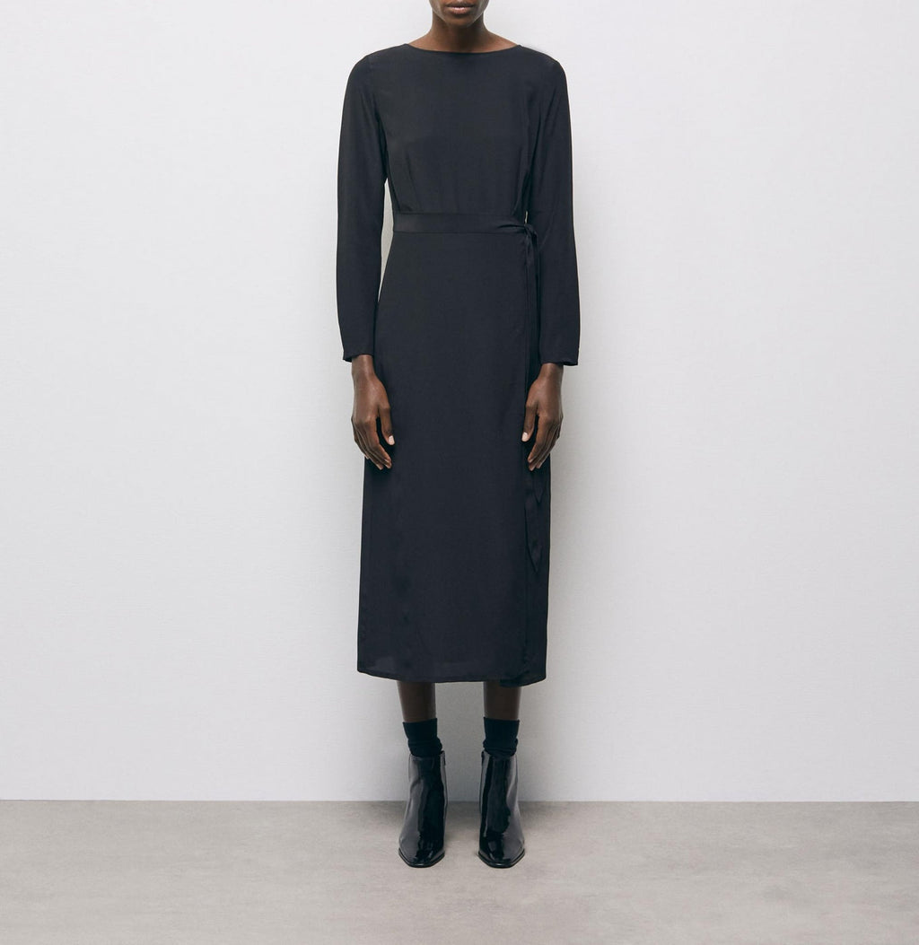 Vestido midi - Negro - Mujer