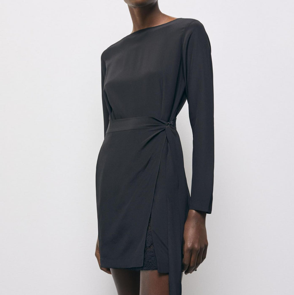 The Kooples - Robe Droite En Soie - Noir - Femme