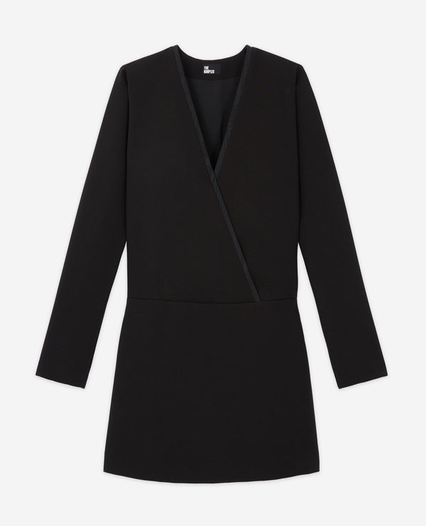 The Kooples - Vestido Corto Cruzado Negro - Mujer