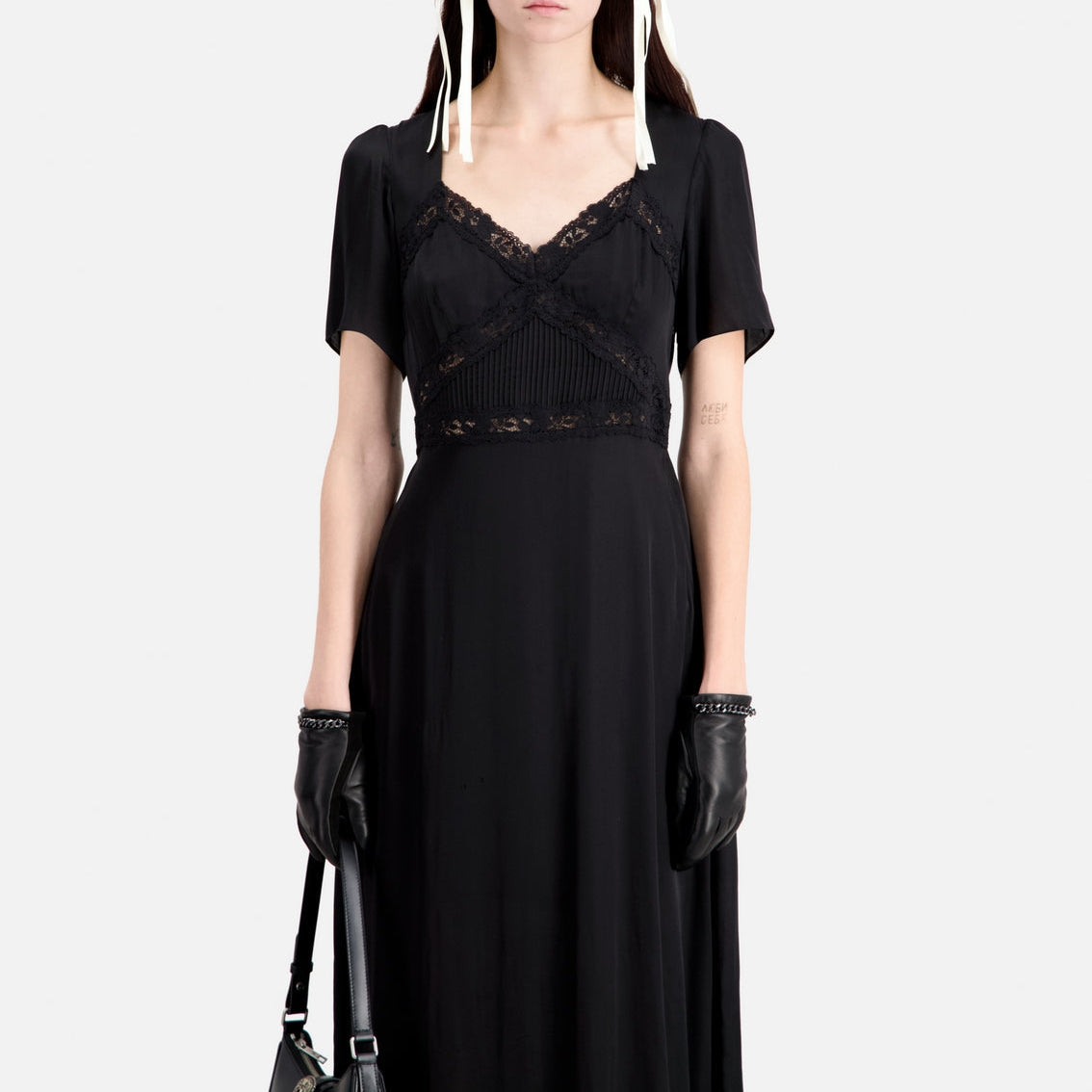The Kooples - Robe Longue Mc Haut Dentelle - Femme