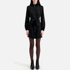 The Kooples - Vestido Camisero de Doble Tejido - Negro - Mujer