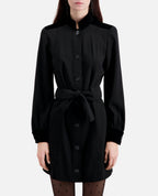 The Kooples - Vestido Camisero de Doble Tejido - Negro - Mujer